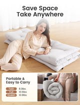 Syrinx Japanese Floor Futon Mattress Twin Size, Foldable Tatami Mat Portable Camping Sleeping Pad, Boys Girls Dormitory Thicken Mattress, Roll Up Floor Bed for Adults Child, Grey, 39"x 80" Syrinx