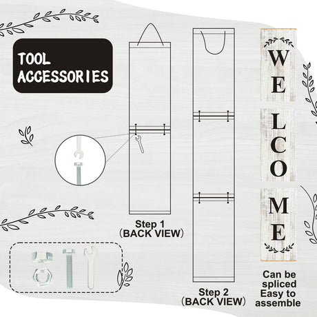 47.2 x 7.8 Inches Welcome Sign for Front Door Welcome Sign for Front Porch Standing Farmhouse Porch Signs Outdoor Tall Welcome to Our Home Sign Decorations Outdoor Welcome Signs for Porch(Welcome) Suzile