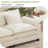 Oprisen Modular Sectional Sofa, Comfy Cloud Couch Sectional Sofa with Ottoman, Chenille Sofa Sleeper Deep Seat Sofa with Throw Pillows for Living Room (Beige White, 120"- L Shape) Oprisen