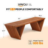 VINGLI Outdoor Wooden Bench, 63" All Weather Patio Bench Porch Bench, 600lb Capacity Outdoor Backless Benches for Yard Park Garden VINGLI
