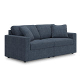 Signature Design by Ashley Modmax Contemporary Modular Stain Resistant 2-Piece Loveseat with Removable Covers and 2 Accent Pillows, Blue Signature Design by Ashley