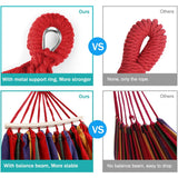 MOSFiATA Camping Hammock 550lb Upgraded Thickened 320G Durable Canvas Fabric Single Hammocks with Two Anti Roll Balance Beam and Sturdy Metal Knot Tree Straps for Camping, Patio, Backyard, Outdoor MOSFiATA