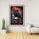 Mrnsiet Halloween Diamond Painting Kits for Adults, 5D Crow Diamond Painting for Beginner, DIY Full Drill Skull Diamond Art Kits for Home Wall Decor 12 x 16 Inch Mrnsiet