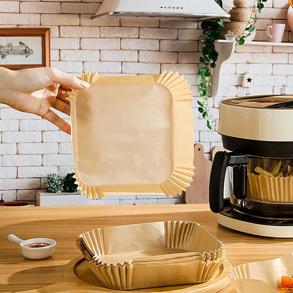 Air Fryer Liners Disposable Paper - 150 PCS 8 Inch Nonstick Parchment Paper Liners for 5-8QT Air Fryer, Free of Bleach Air Fryer Paper Square for Frying, Baking, Roasting Microwave ANYIDEA
