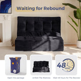 MAXYOYO Tri-Fold Mattress, 6 Inch Tufted Folding Futon Foam Bed, Foldable Floor Mattress Guest Bed Futon Topper Portable Camping Sleeping with Corded Fabric, Black, 59"x79" MAXYOYO