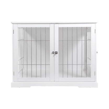 TRIXIE 29.5" Indoor Dog Crate, Wooden Crate Table for Dogs Up to 25 lb, Small Dog Kennel, Perfect in Any Room, White - WoodArtSupply