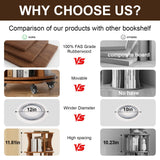6 Tier Solid Wood Rotating Bookshelf with Wheels, Round Revolving Bookcase Organizer, 360° Spinning Storage Shelf for Corner, Small Narrow Spaces, Home, Office, BedRoom,Living Room,Study Room Drogenble