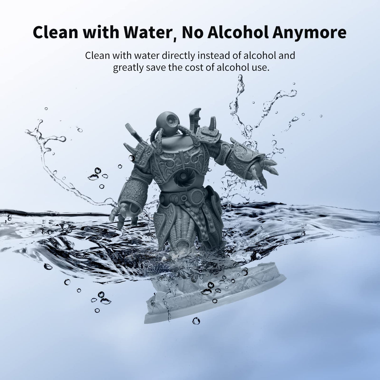 ANYCUBIC Upgraded 8K Water Washable 3D Printer Resin, 405nm High Precision 3D Resin, Low Shrinkage Photopolymer Resin for 4K/8K/12K Capable LCD DLP Resin 3D Printer Printing (HD Grey, 1000g) ANYCUBIC