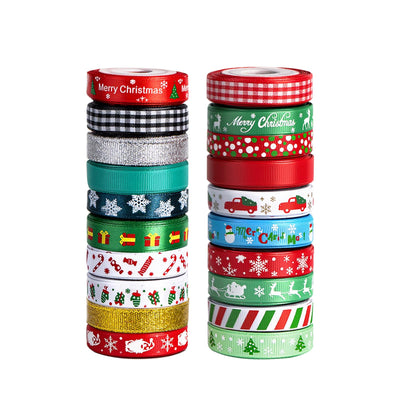 20 Rolls 100 Yards Christmas Ribbon for Gift Wrapping, 3/8 Inch Wide Grosgrain Ribbon, Thin Christmas Ribbon for Holiday Christmas Tree DIY Crafts