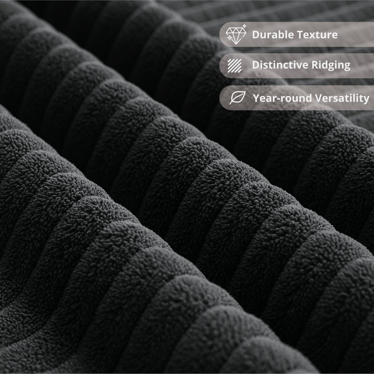 Cozy Castle 71" Loveseat Sofa, L Shaped Comfy Corduroy Boneless Couch with Deep Seat and Ottoman Chaise Cloud Sofa Upholstered Couches for Living Room Bedroom No Assembly Required (Black) Cozy Castle