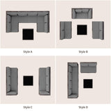 Qsun 7-Piece Outdoor Sectional Patio Furniture Set, PE Rattan Outdoor Furniture Patio Conversation Set with Cushions and Glass Coffee Table (Brown Rattan, Grey Cushion) Qsun