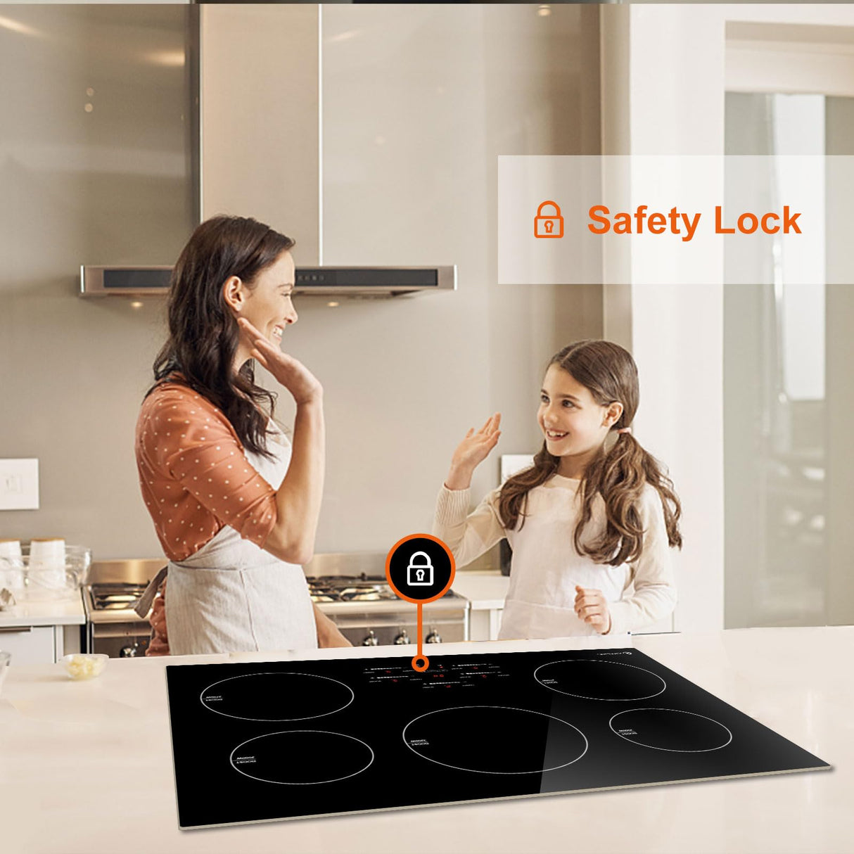 30 Inch10600W Induction Cooktop,AMZCHEF 9 Levels Electric Cooktop with 5 BOOST Burners,Bulid-in Induction Cooktop Control by Slide Touchscreen,Child Safety Lock,Independent Timer,No plug,240V amzchef