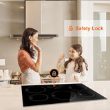 30 Inch10600W Induction Cooktop,AMZCHEF 9 Levels Electric Cooktop with 5 BOOST Burners,Bulid-in Induction Cooktop Control by Slide Touchscreen,Child Safety Lock,Independent Timer,No plug,240V amzchef