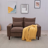 Panana Modern Sofa 54.5" Loveseat Couch with Cushion Back and Arms, 2 Seater Sold Wood Legs Sofa (Brown Linen, Track arm) Panana