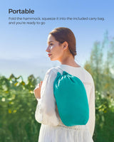 SONGMICS Double Hammock, 98.4 x 59.1 Inches, 660 lb Load Capacity, with Compression Bag, Mounting Straps, Carabiners, for Terrace, Balcony, Garden, Outdoor, Camping, Turquoise UGDC15BU SONGMICS