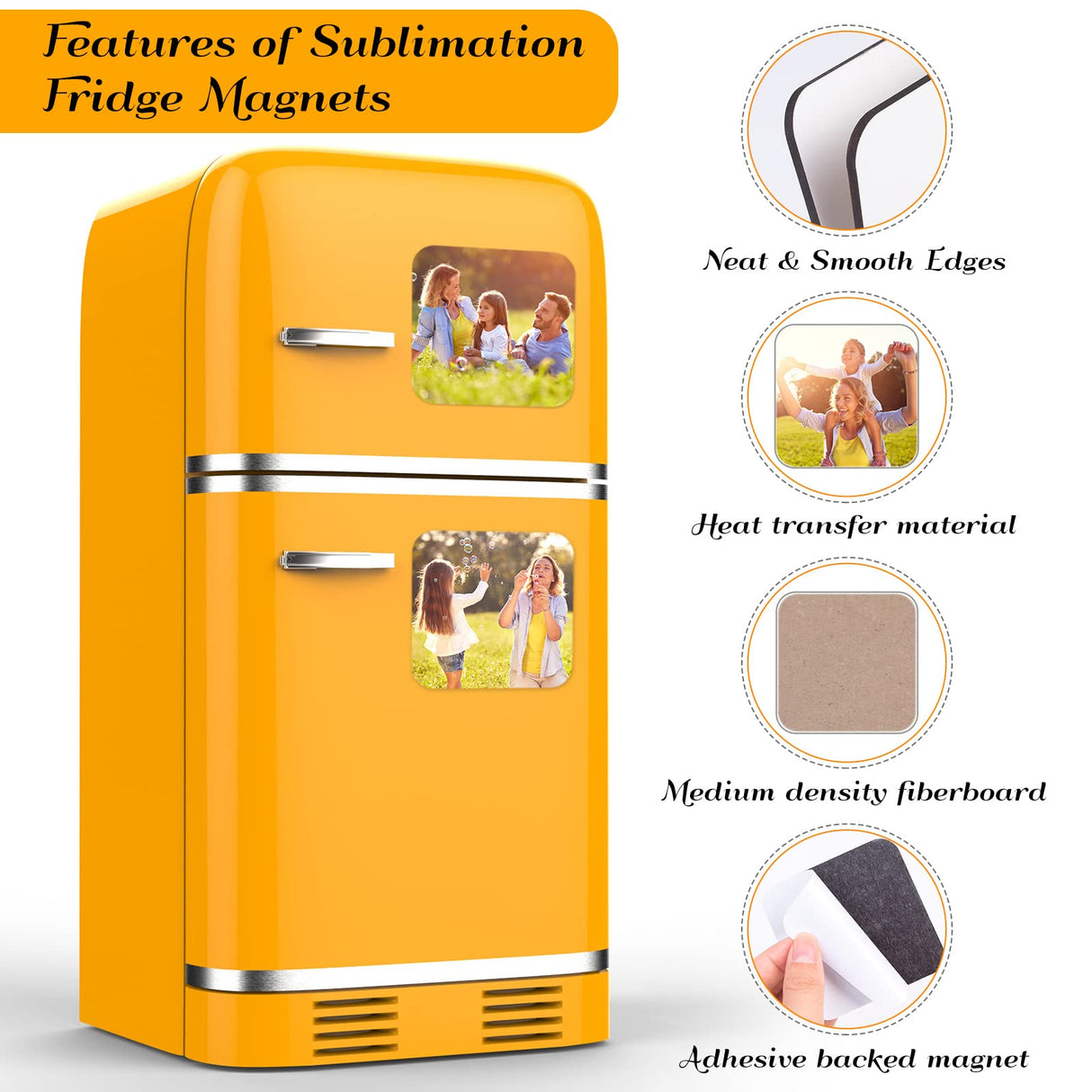 Sublimation Blanks Magnet 3x3 inch, Home Kitchen Blanks Refrigerator Magnets Bulk with 12 PCS Large Square Blanks, 12 PCS Magnet for Fridge Office Calendar Décor Personalized DIY Sublimation Items Cruzix