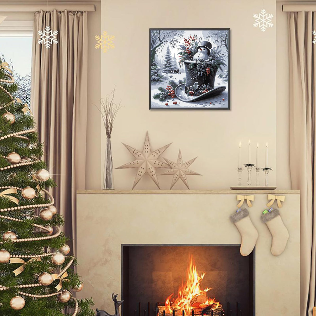 Christmas Paint by Numbers for Adult,Paint by Numbers Kit for Adults Beginners,DIY Paint by Numbers Acrylic Paint Canvas Xmas Hat Painting Kits Art,Home Wall Decor, 11.8X11.8 inch(Without Frame) APTDYIGL