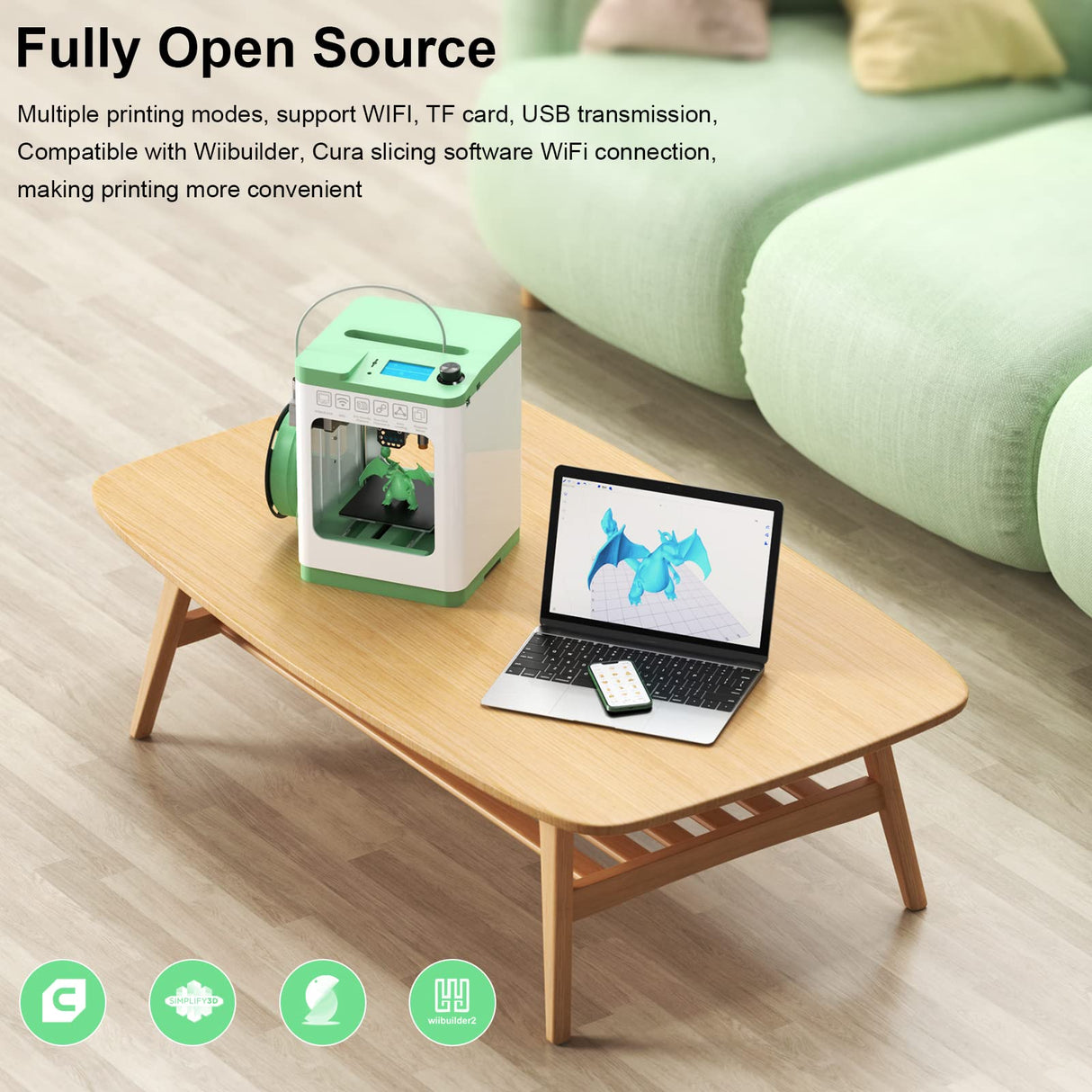 Tina2S 3D Printer with WiFi Cloud Printing, Fully Assembled and Mini 3D Printer for Beginners and Kids with Auto Leveling, High Precision, Quiet 3D Printers with App Control, Ideal for STEM Teaching Entina