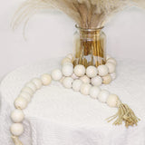 AceList 72in Large Wood Bead Garland Decorative Beads with Tassels, Long Wooden Beads Garland, Coffee Table Decor, Perfect Boho Farmhouse Bookshelf Mantel Tray Centerpiece Ornament (1.5" Diameter) AceList