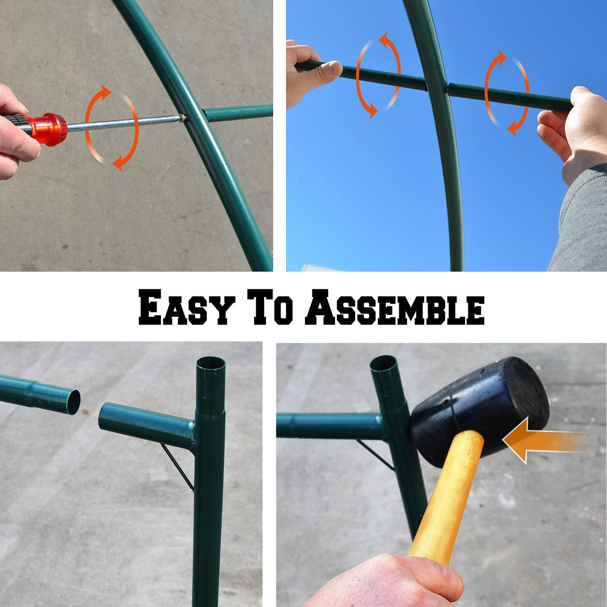 Benefit-USA Multi-Size Large Garden Support Arch Frame Climbing Plant Arch Arbor for Flowers/Fruits/Vegetables (15.9'X7'X7.2'), Green Benefit-USA