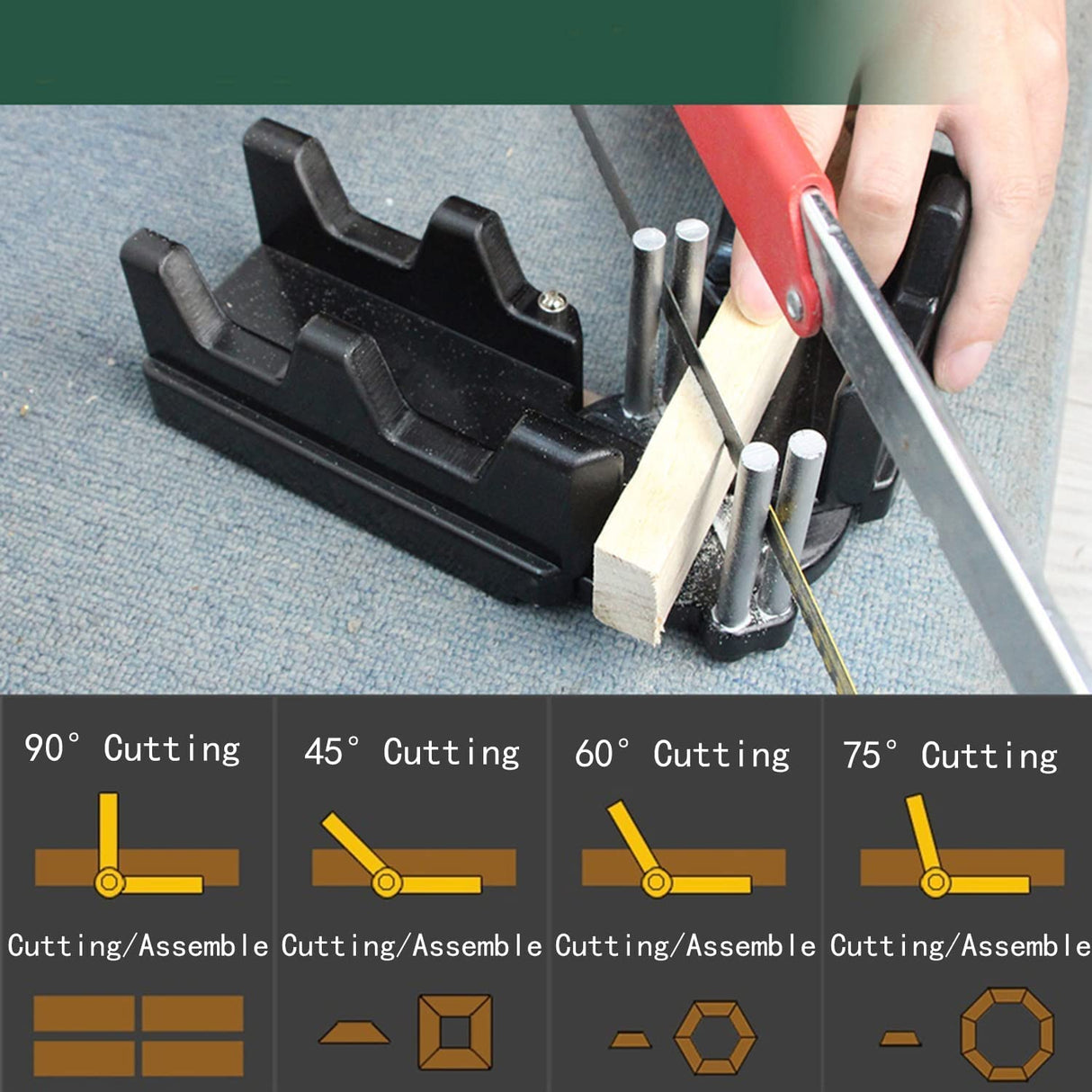 2-in-1 Mitre Measuring Angle Cutting Tool Measuring Sawing Mitre Kit For Pipeline Installation Home Improvement Carpentry Work Woodworking Craft SEAHUI