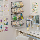 Wall Mounted Metal Kids Bookshelf, Floating Book Shelves for Kids Nursery Toddler Classroom, Hanging Book Shelf Organizer for Room Decor, Black, Set of 4 X-cosrack