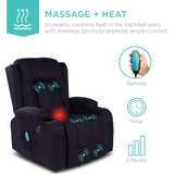 Best Choice Products Modern Linen Electric Power Lift Chair, Recliner Massage Chair, Adjustable Furniture for Back, Legs w/ 3 Positions, USB Port, Heat, Cupholders, Easy-to-Reach Button - Black Best Choice Products