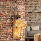 Rustic Mason Jar Wall Decor Sconces with LED Fairy Lights -Battery Cordless Wall Sconces, Farmhouse Wall Decor with Silk Flowers, Perfect for Bedroom, Kitchen, Bathroom, and Home Decor (Set of 2) Muasdae