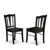 East West Furniture DLC-BLK-W Dublin Kitchen Dining Chairs - Slat Back Wood Seat Chairs, Set of 2, Black East West Furniture