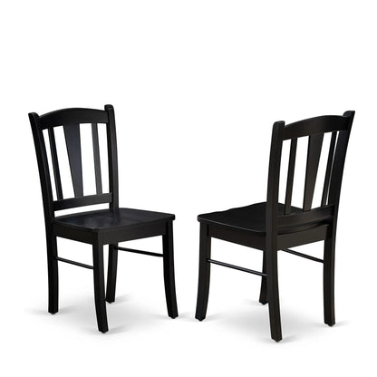 East West Furniture DLC-BLK-W Dublin Kitchen Dining Chairs - Slat Back Wood Seat Chairs, Set of 2, Black - WoodArtSupply