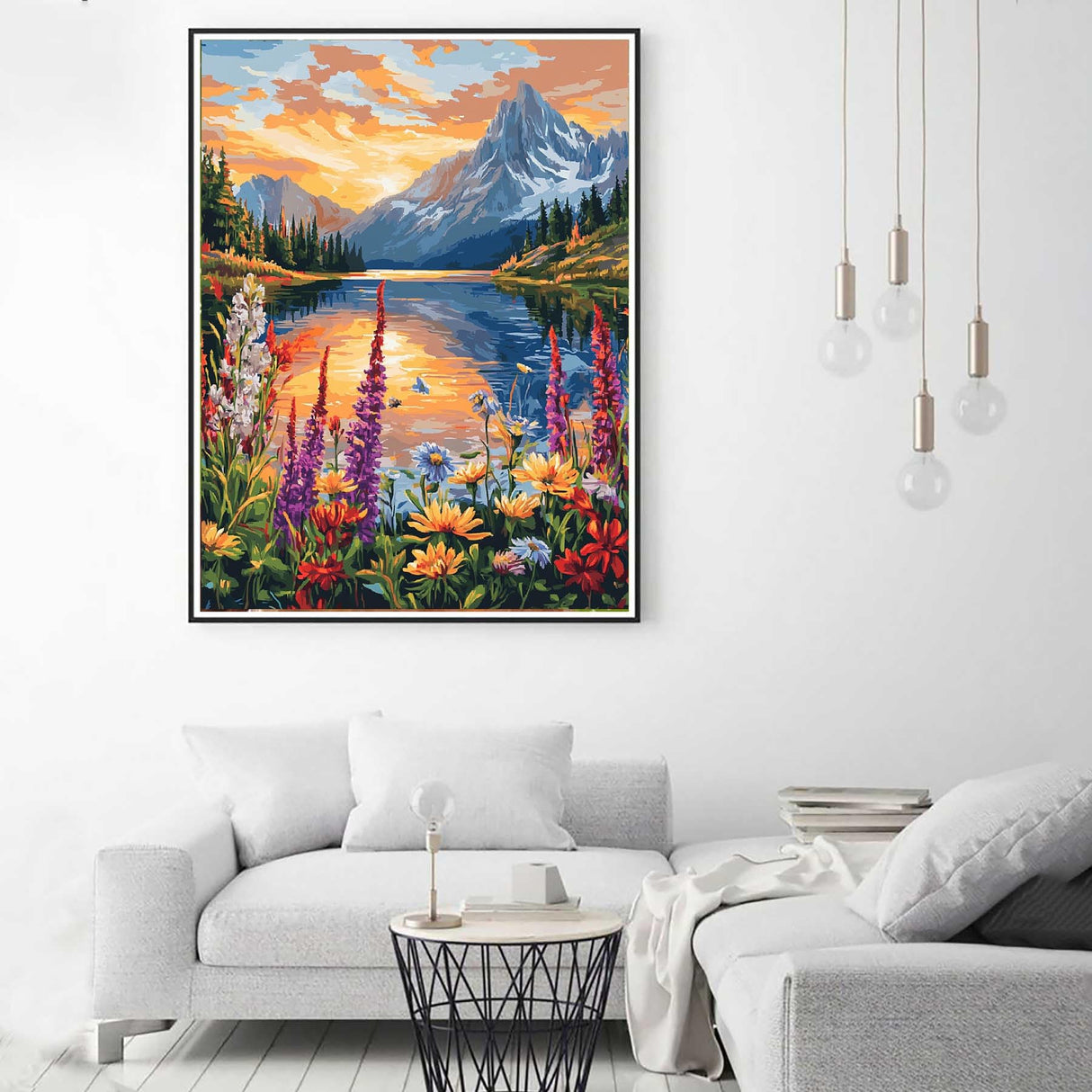 Zariocy Paint by Numbers Kits for Adults - Mountains Lakes DIY Oil Paintings Canvas Acrylic Paint Set - Landscape Paint by Numbers Kit for Beginners and Ideal for Home Decor 16x20 inch Zariocy