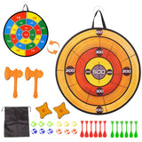 Foam Axe Throwing Game Set,26 inch Large Dart Board,Indoor Outdoor Target Game,Includes a 26 Inch Double-Sided Easy Fold Target,2 Throwing Axes&Stars,12 Sticky Balls&Darts,A Carry Bag,2 Hooks WodGod