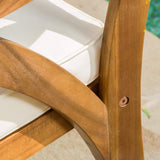 Merax Outdoor Hermosa 7 Piece Wood Dining Set with Cushions, 1 Table and 6 Chairs, Teak Merax