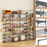 ROJASOP Large Shoe Rack Organizer for Entryway Closet 64-68 Pairs 9-Tier Heavy Duty Tall Garage Shoe Rack Shoe Shelf Shoes Storage with 18 Pcs Removable Side Hooks for Bedroom and Garage Grey ROJASOP