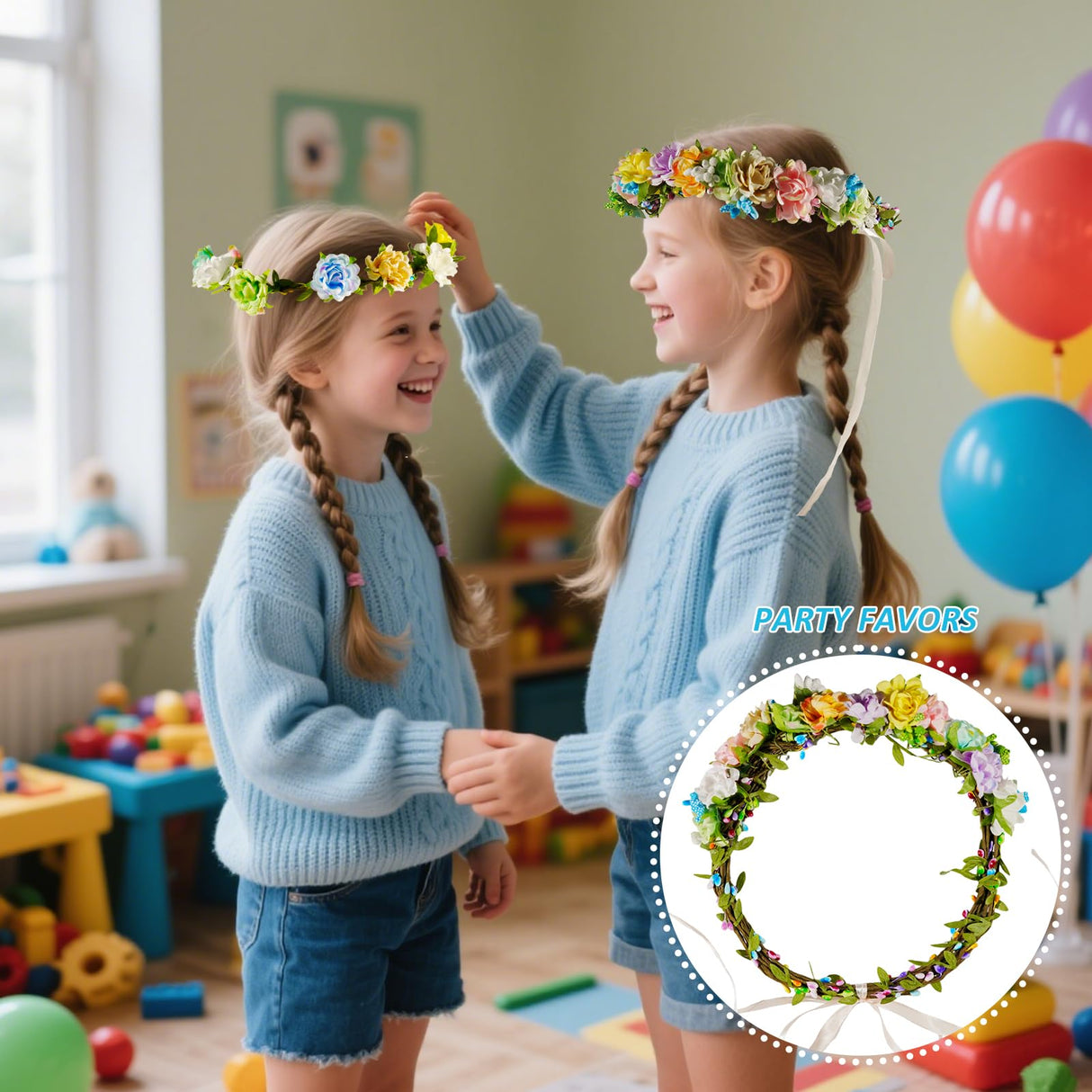 Timlotti 141Pcs(30 Set) Flower Crowns Kit for Girls Flower Crowns Making Kit Make Your Own Floral Crowns Garland Wreath with Berries and Ribbon for Girls/Teens/Women(Blooming Rose) Timlotti