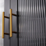 OSEILLC Metal Storage Cabinet,71" Display Cabinet with Fluted Glass Doors，Tall Display Curio Cabinet with Doors and Shelves,Black Cabinet for Pantry,Kitchen,Living Room OSEILLC