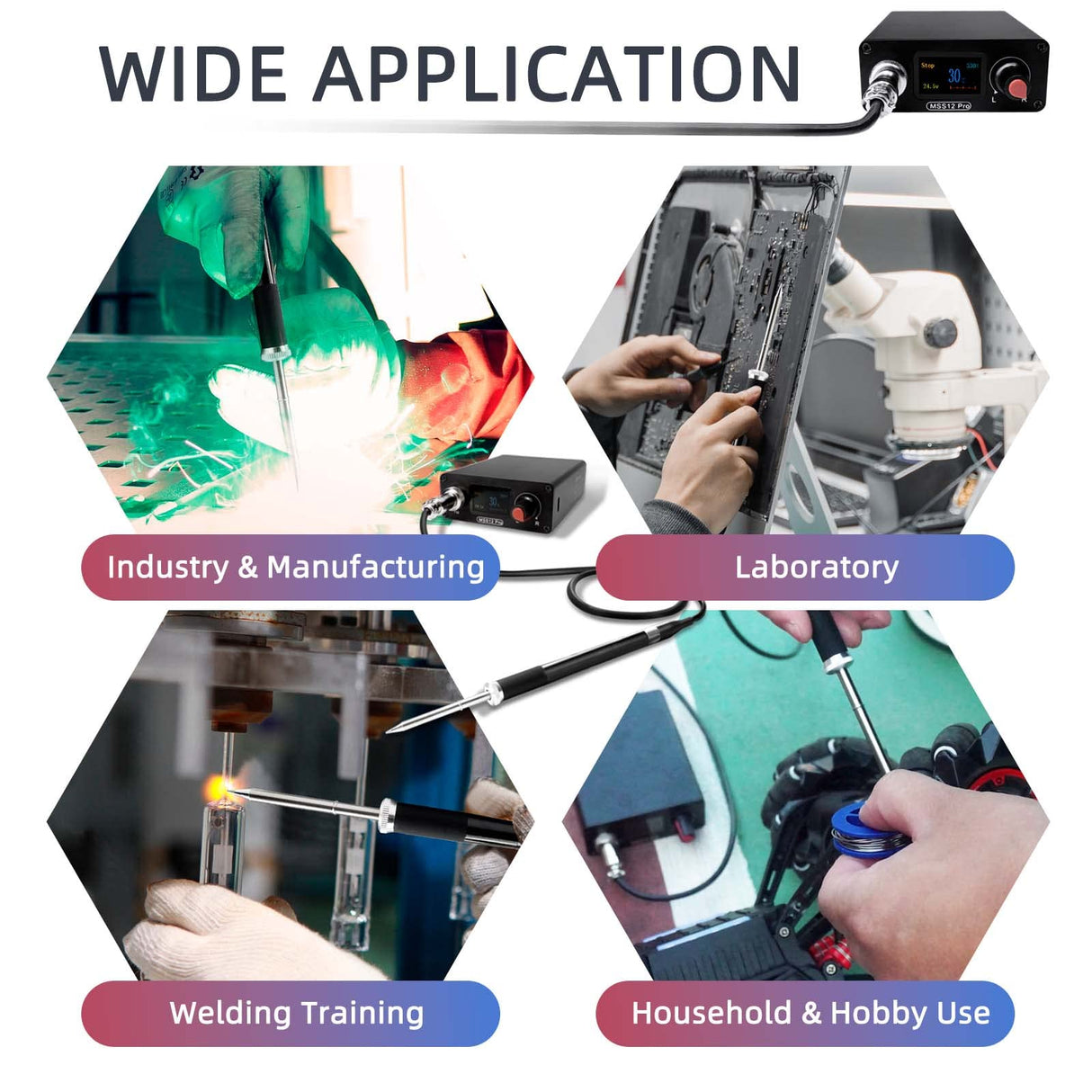 SEQURE MSS12 Pro 70W Digital Soldering Iron Station Kit, Auto Sleep & Calibration, °C/ºF Conversion, PD/DC Power Input, 4 Solder Iron Tips, LCD Display Welding Tool SEQURE