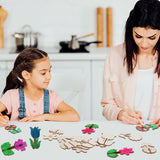 BENIMUS DIY 3D Flower Spring Wood Crafts to Paint, Spring Unfinished Wooden Slices for Craft, Flowers Ornaments for Painting Decorations (32 PCS) BENIMUS