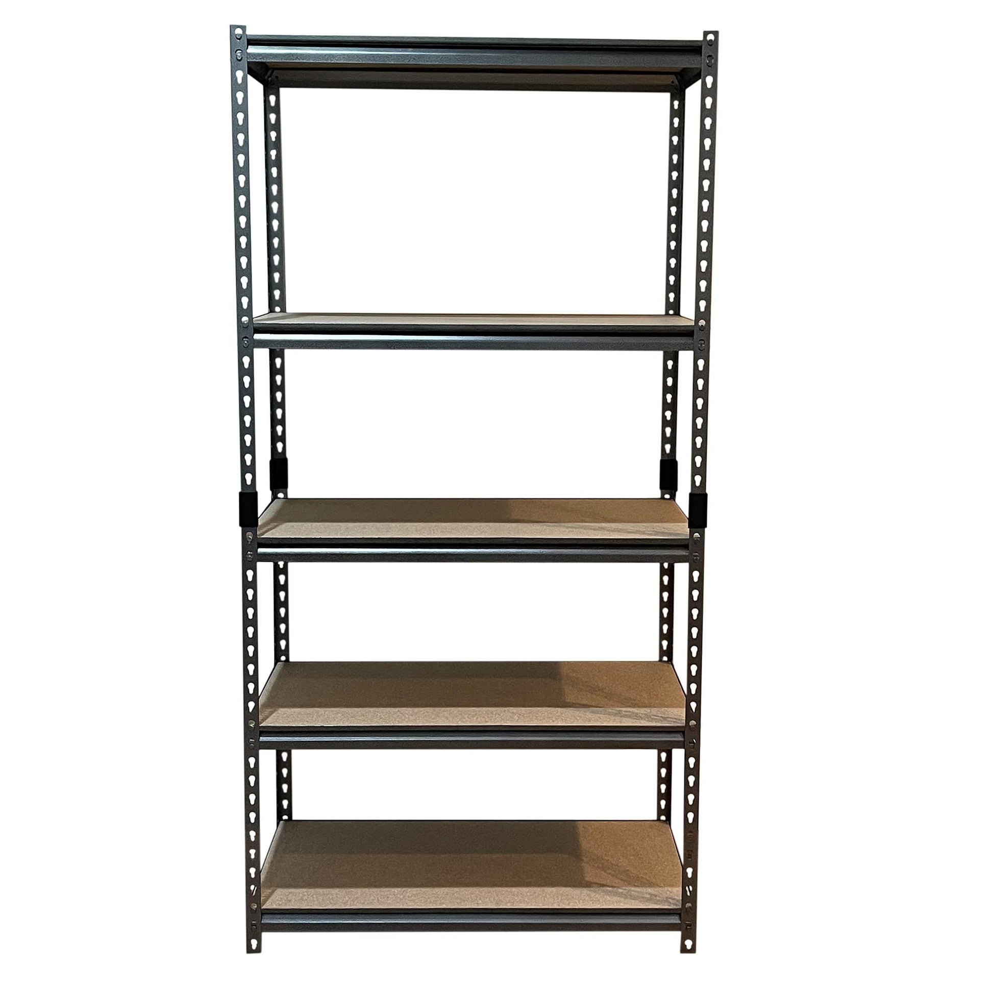 Juggernaut Storage Indoor Outdoor 72 Inch 5 Tier Steel Utility Shelving Unit with Adjustable Shelves for Warehouse, Laundry Room, and Garage, Black - WoodArtSupply