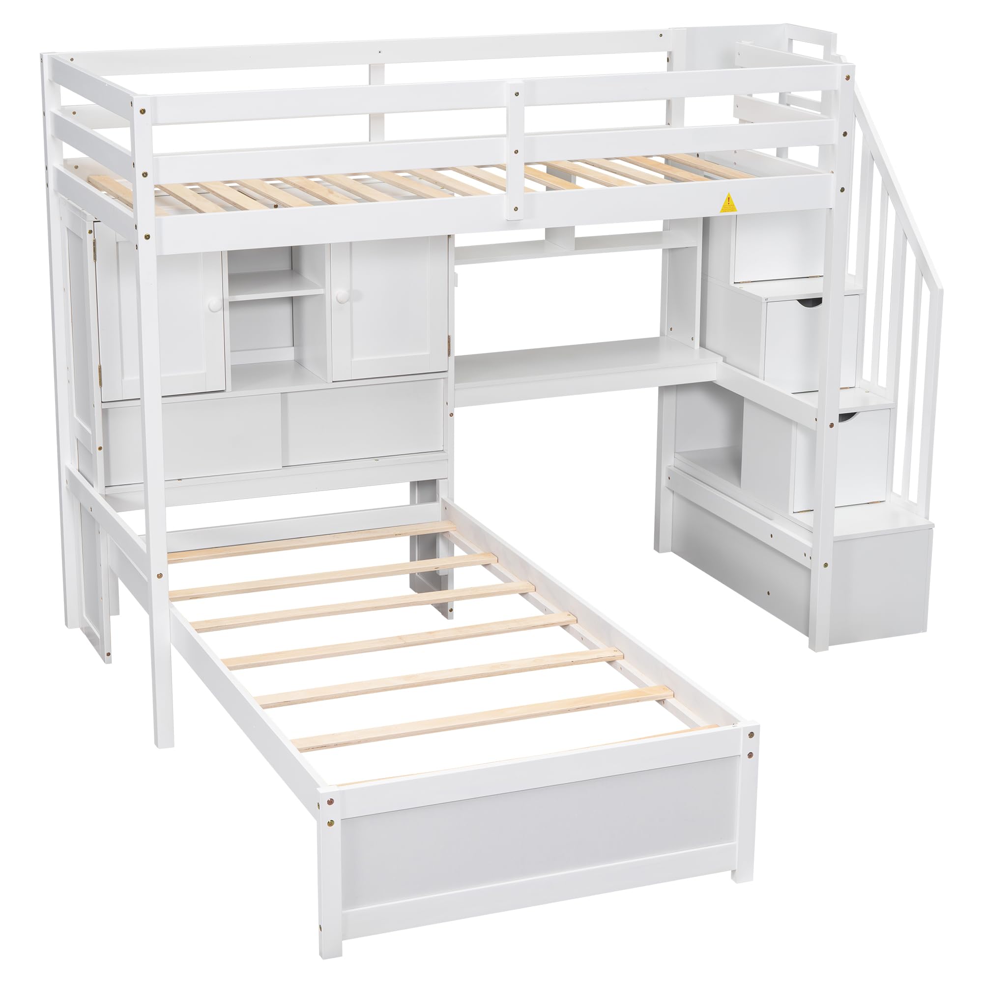 Harper & Bright Designs Wood Frame Twin Size Loft Bed - Thumbnail 5