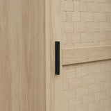 Rattan Armoire Wardrobe Closet with Drawers - 65" Tall Clothing Storage Cabinets with 2 Woven Doors 2 Drawers, Freestanding Wood Wardrobe Cabinet with Storage Cube & Hanging Rod for Bedroom (Natural) mixtavie