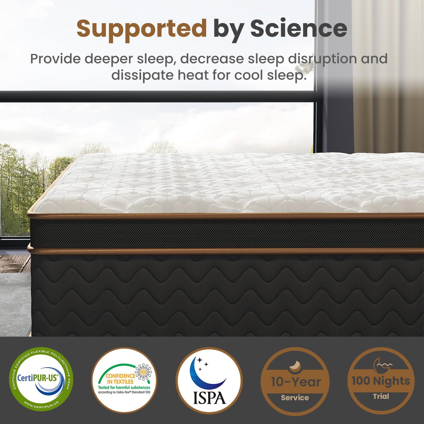 King Mattress, 12 Inch Hybrid Mattress with Gel Memory Foam, Fiberglass-Free Deluxe Mattress in a Box, Individual Pocket Spring-Motion Isolation-Medium Edge Support, 100 Nights Trial, CertiPUR-US