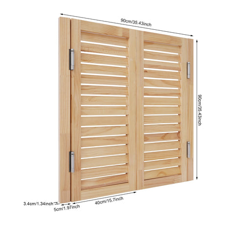 Undercat Swinging Door Cafe Door, Solid Wood Partition Door, Two-Way Saloon Doors, Half-Waist Dividing Doors for Hallway Porch Kitchen Bar Pub Entrance Partition, 35.43 * 35.43 in, Wood Color Undercat