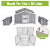 GUTINNEEN Foldable Chicken Coop Super Easy to Assemble Large Hen House Wooden Poultry Cage with Nesting Box and Run GUTINNEEN