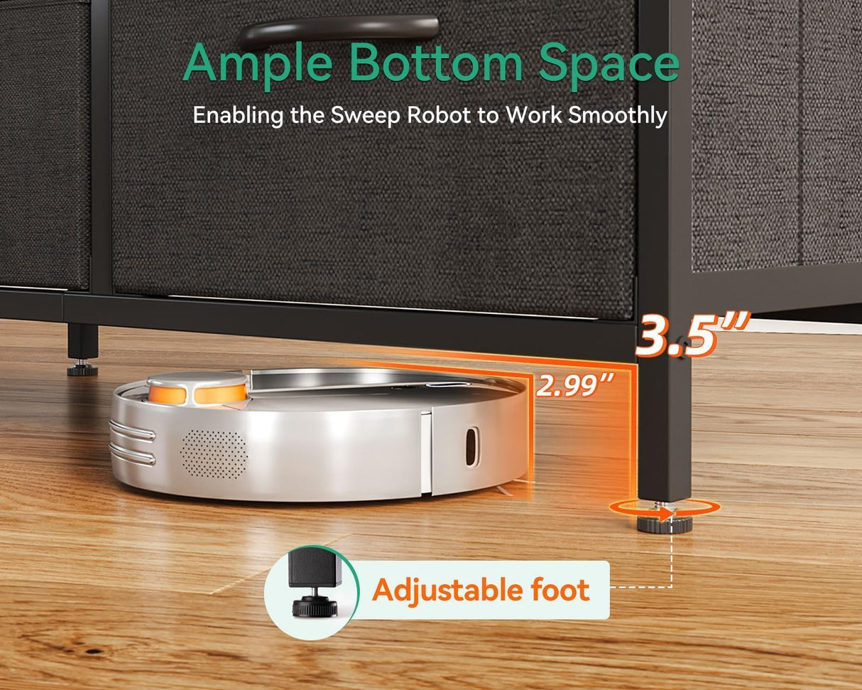 AODK Dresser for Bedroom Dresser TV Stand with 5 Storage Drawers, Small Fabric Dresser Chest of Drawers for Closet Organizer Clothes, Black AODK