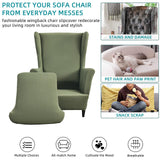 CRFATOP Polyester Wing Chair Covers 2 Piece Stretch Wingback Chair Slipcover Solid Wingback Armchair Covers with Elastic Bottom for Living Room Bedroom Wingback Chair,A32 CRFATOP