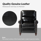 HULALA HOME Genuine Leather Recliner Chair, Classic and Traditional Push Back Recliner Chair for Living Room, Adjustable Leather Cigar Reclining Vintage with Nail Head Trim,Black HULALA HOME