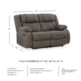 Signature Design by Ashley First Base Contemporary Faux Leather Manual Reclining Loveseat, Gray Signature Design by Ashley
