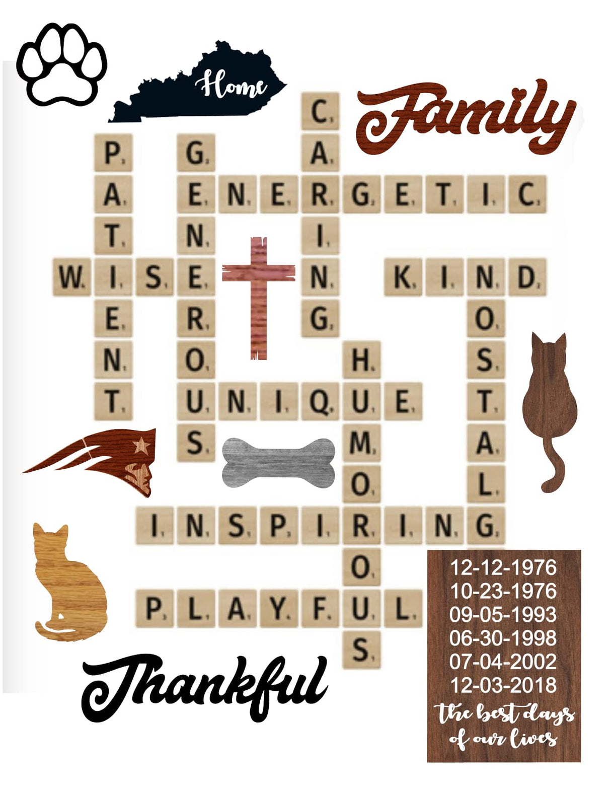 Scrabble 4 x 4 Tiles, Wooden Wall Ready to Hang Tiles, Wall Decor, Farmhouse Style, Scrabble Pieces, Personalized Sign, Wooden Letters Generic