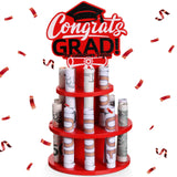 Thyle Graduation Gift Money Holder 2024 Graduation Gift Holders with 16 Holes Wooden Graduation Tiered Tray Cash Cake Graduation Money Tree Congrats Grad Holiday Party Supplies(Red) Thyle